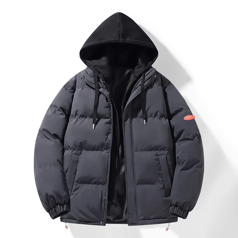 Winter Couple's Faux Two-piece Hooded Cotton-padded Coat, Plus-size, Windproof and Waterproof, High-quality Unisex Design.