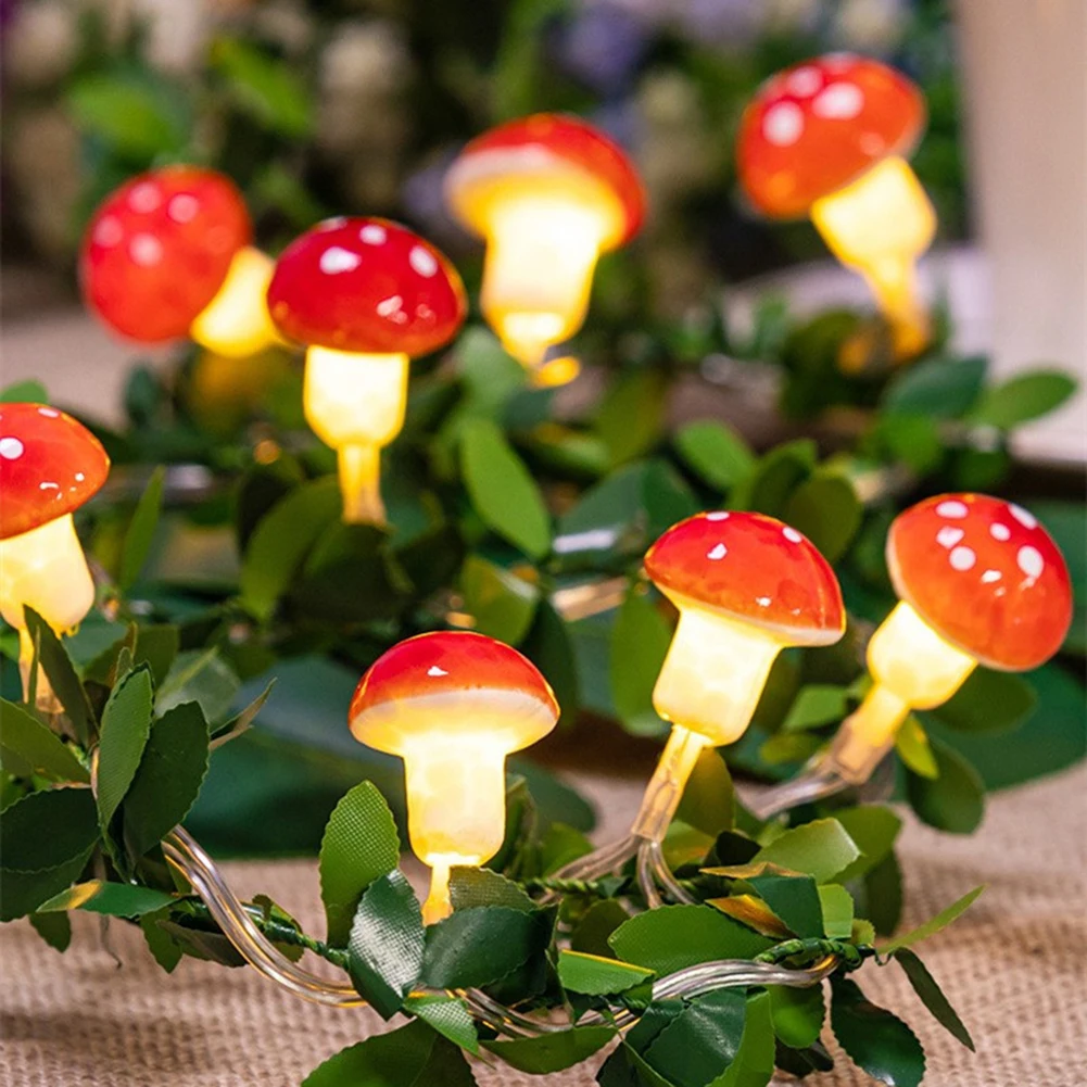 Mushroom String Lights with Button Control Mode Easter LED Light, Farmhouse Egg String Lights, Decorações para Jardim