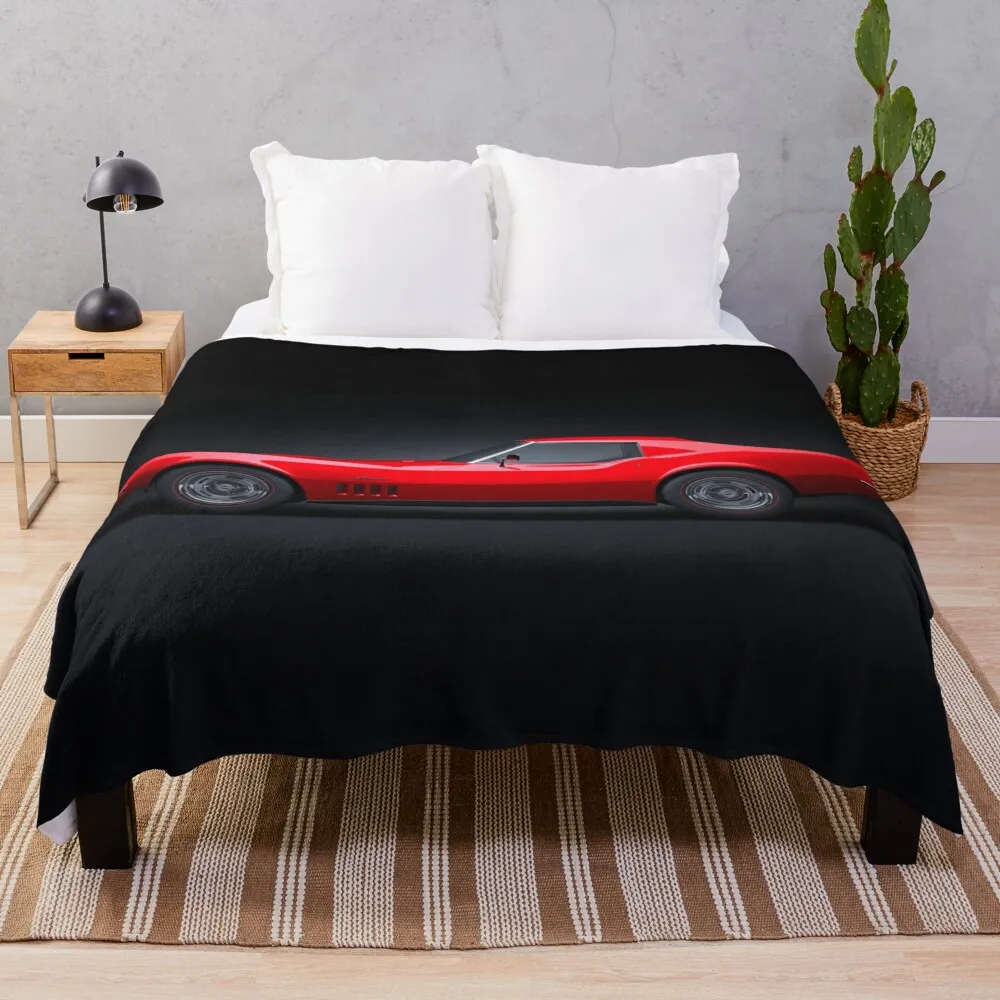 Corvette C3 Stingray 1969 Monza Red Throw Blanket Plaid on the sofa For Sofa Thin Blankets