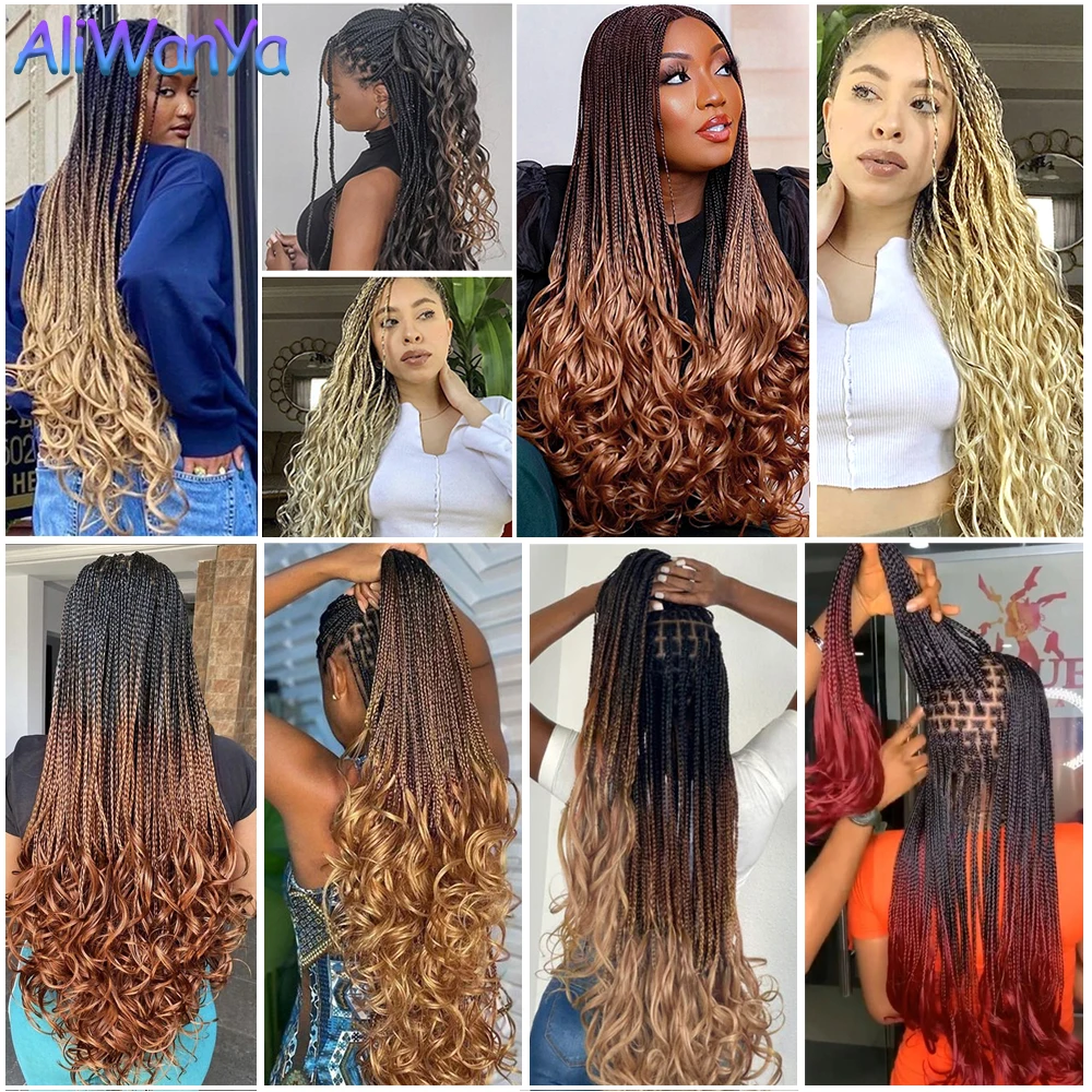 O francês espiral sintético enrola as extensões do cabelo para mulheres, pre esticadas, cabelo solto da trança da onda, 24"