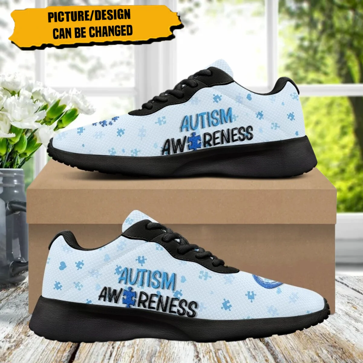 Print on Demand Running Shoes Women Flats Shoes Autism Awareness Brand Designer Breathable Comfortable Sport Shoes for Teenagers