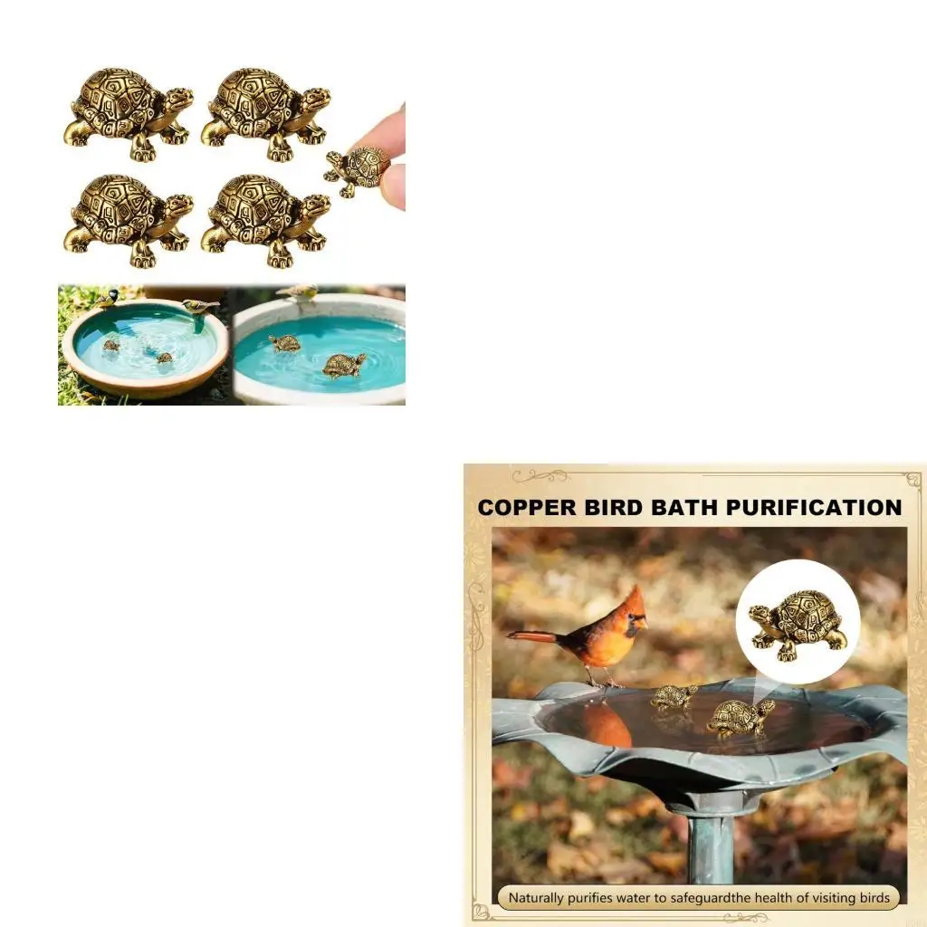

Pack Of 4 Mini Brass Turtles Birdbath Cleaner Disks Natural Water Purification Figurine For Outdoor Bird Baths Use