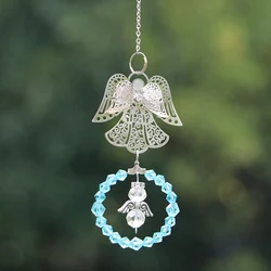 1PCS Angel Crystal Suncatcher Hanging Suncatcher Prism Ornament Rainbow Maker Pendant for Home Curtain Garden Car Decoration