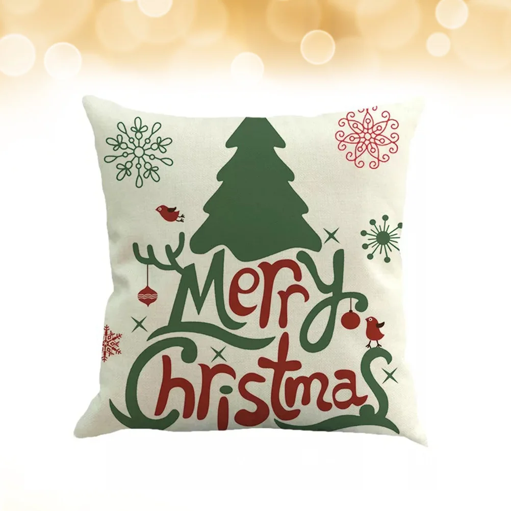 

Linen Christmas Throw Pillow Cover Decorative Vibrant Print Cushion Case for Sofa Couch Bed Chair Hotel Shop Decor
