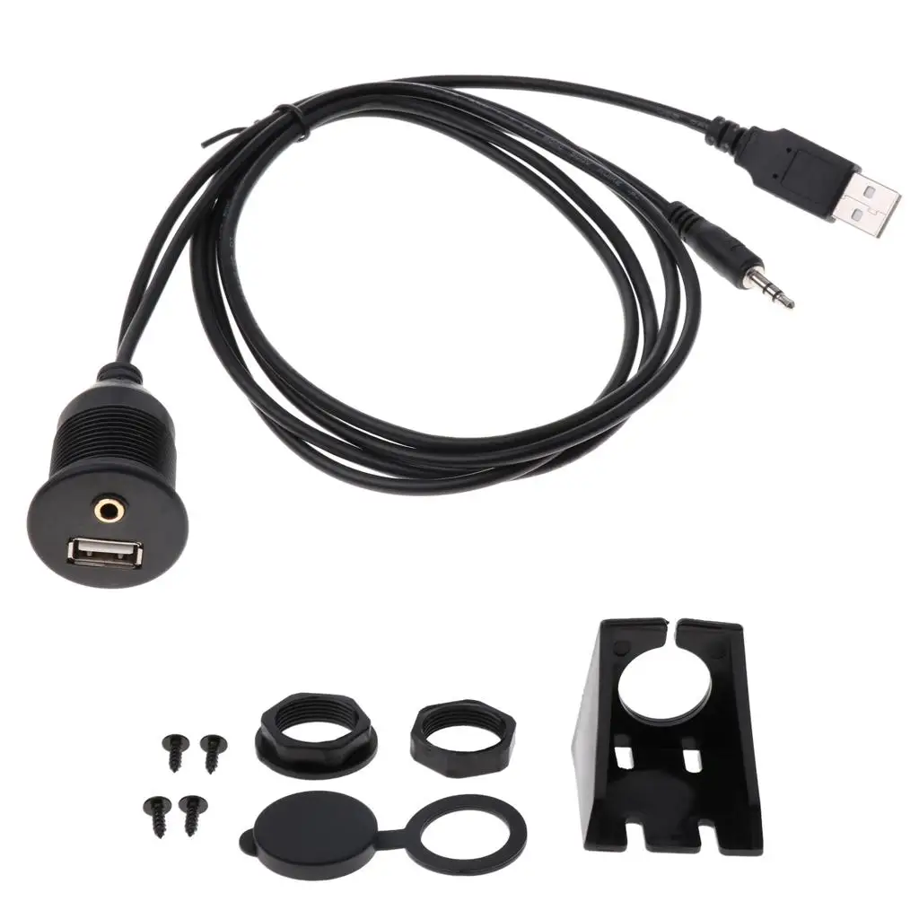 Panel de montaje de extensión USB y AUX de 3,5 mm, montaje empotrado para tablero de coche/barco