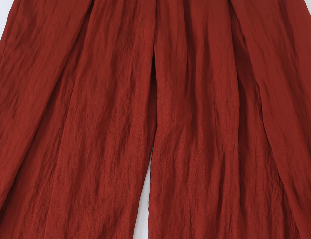 BSAY Vintage Einfarbiges Damen-Zweiteiler-Set Asymmetrische Knopfjacke mit Stehkragen und Kordelzug, Hochtaillierte Hose mit Gürtel und weitem Bein – Detail 19