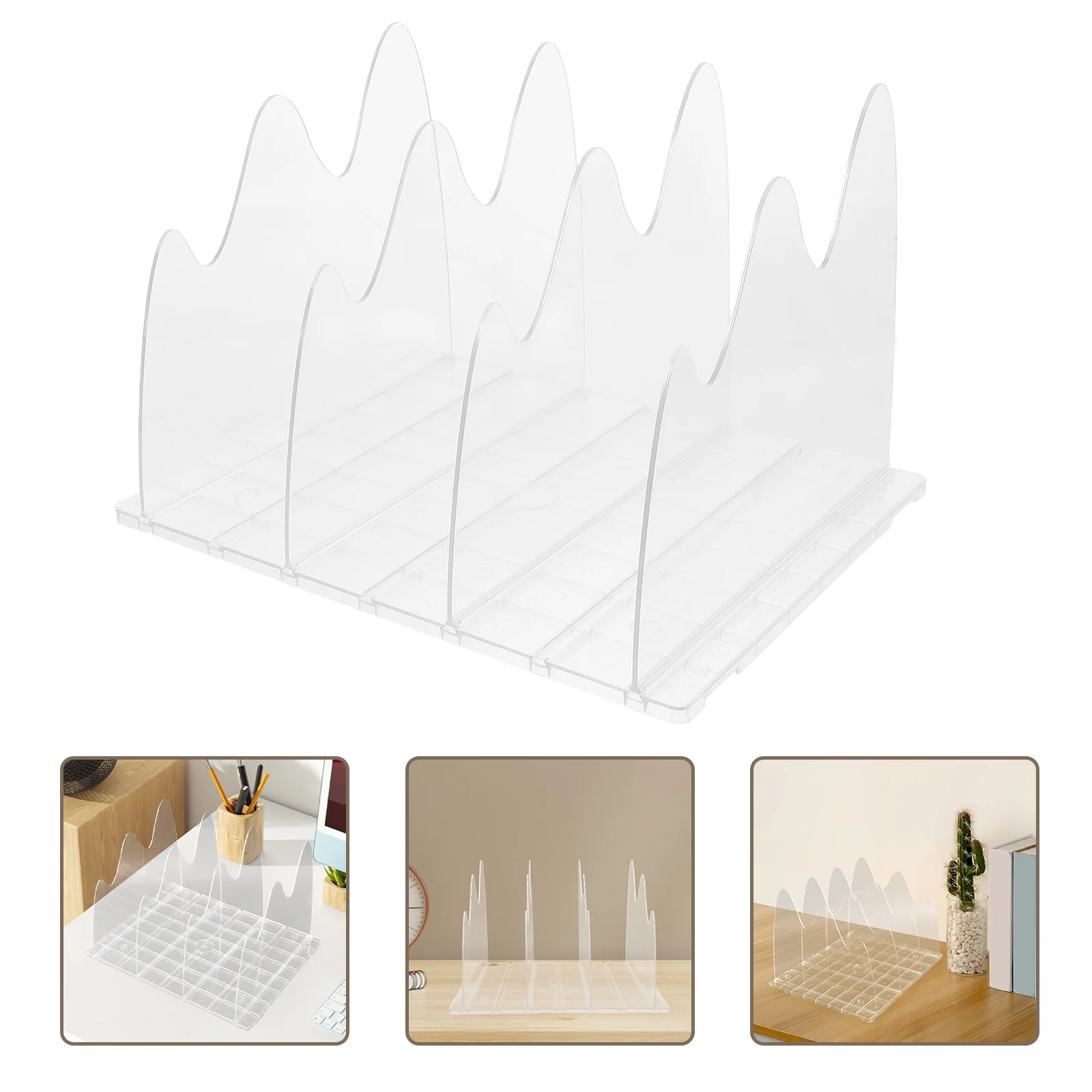 

Adjustable Clear Plastic Purse Organizer Multi Compartment Shelf Divider Transparent Bag File Separator Non Slip Base Closet