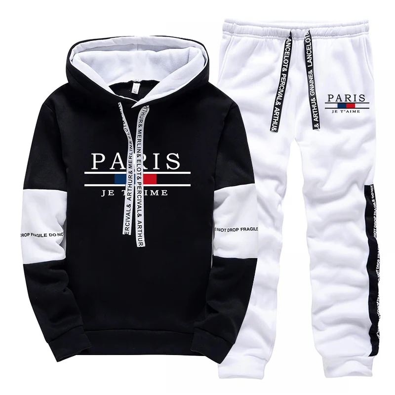 Man Hooded Sweatshirts and Sweatpants Autumn Daily Casual Sports Jogging Suit Urban Trend Hoodie Streetwear Gym Fitness Outfits