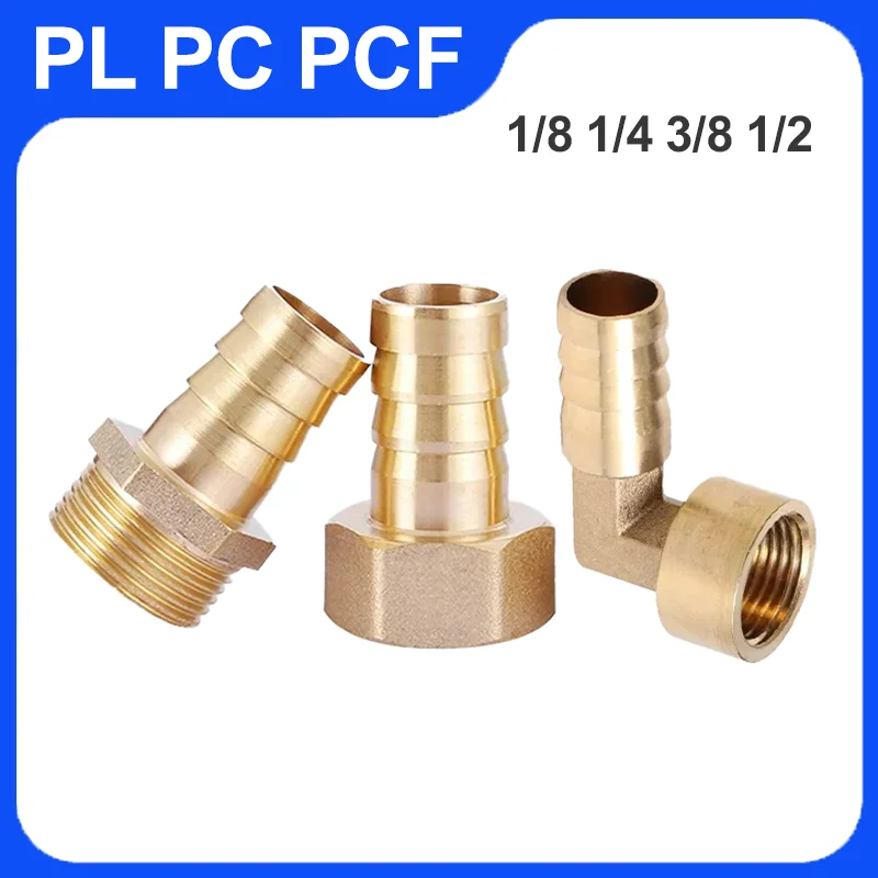 

20Pcs PC PCF PL Pagoda Connector 6 8 10 12 14 16mm Hose Barb Connector Hose Tail Thread 1/8 1/4 3/8 1/2 BSP Brass Pipe Fitting