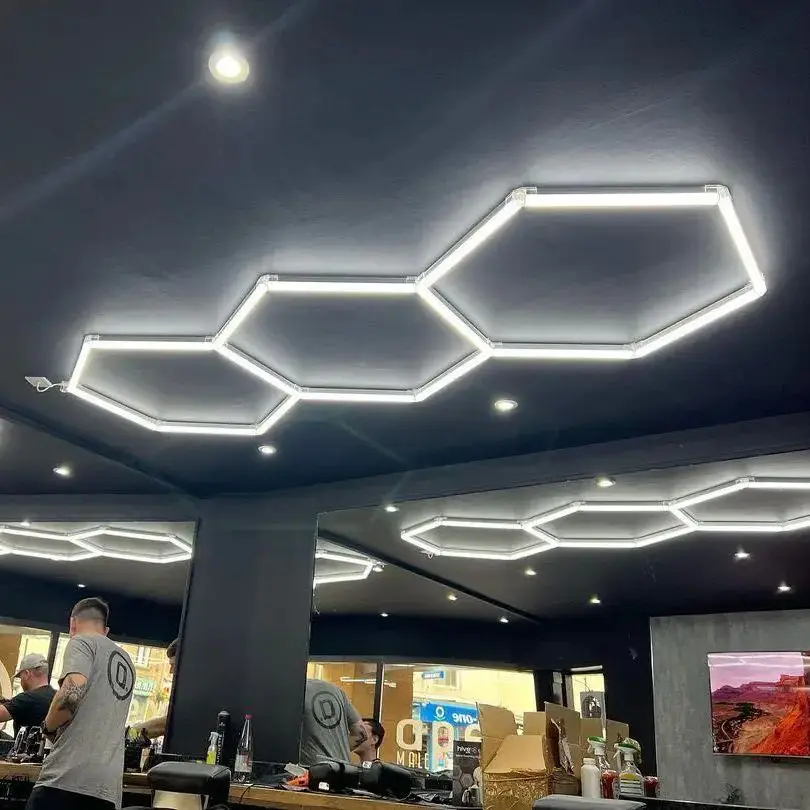 Imagem -03 - Pequeno Honeycomb Led Light Garagem Hexagon Lamp Led Tube Iluminação de Teto para Auto Body Repair Workshop Tamanho