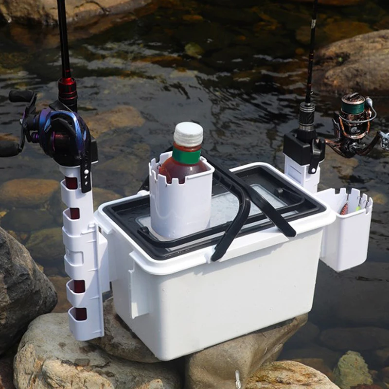 Fishing Rod Holder Fishing Cooler Box Tackle Box Box Barrel Holder Detachable Rod Bracket Adjustable Pole Tube Stand Snap Design