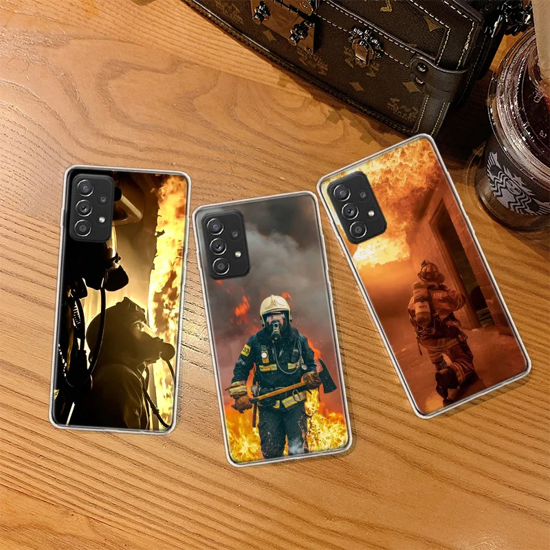 Firefighter Heroes Fireman Phone Case For Galaxy S23 S20 FE S21 Plus Samsung S24 S22 Ultra TPU Pattern S10 S10E S9 S8 Cover Soft