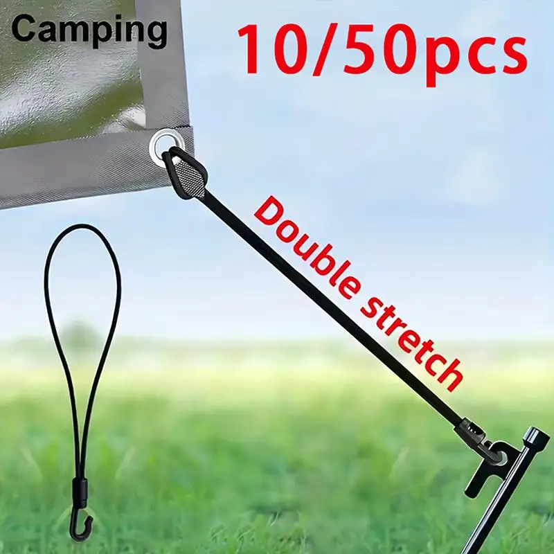 New 10/50Pcs Bungee Cords with Non-Scratch Hooks High Elastic Rubber Expander for Luggage Tarpaulin Tent Securing