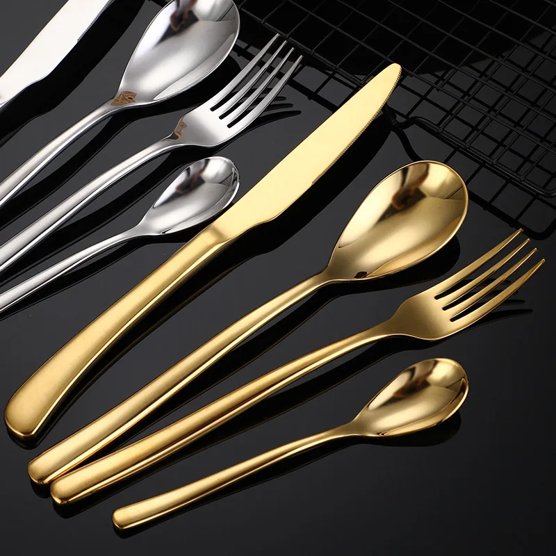 Gold Cutlery Set 304 Stainless Steel Luxury Flatware Tableware Spoons Forks Knives Teaspoons Western Eating Utensils Home Gift