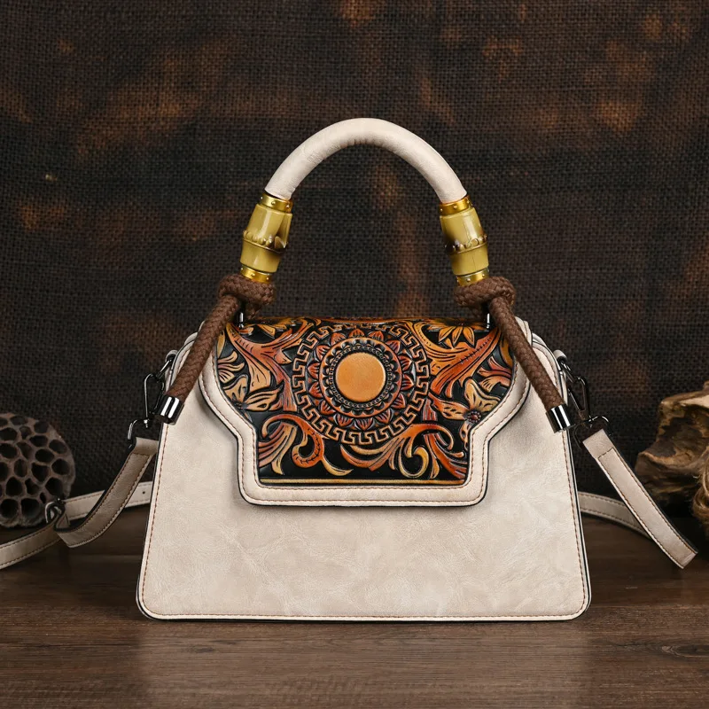 Borsa da donna floreale 3D borsa a tracolla in pelle da donna Vintage borsa a tracolla o a tracolla da donna di moda