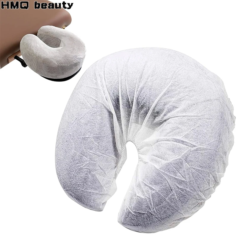 

50/10pcs Disposable U-Shaped Face Cradle Covers Soft Non-Woven Massage Pillowcase Fitted Headrest Covers for Beauty Salon Spa