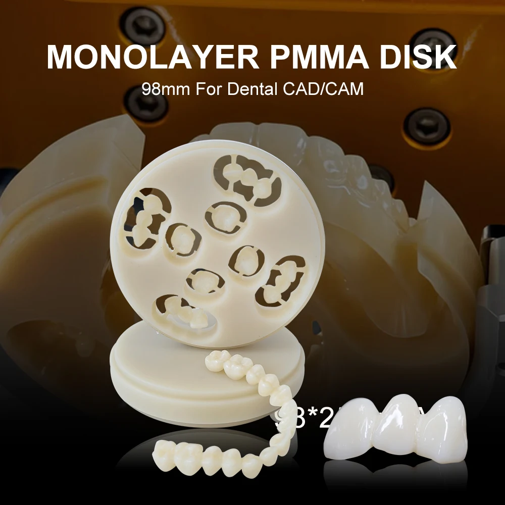 Monolayer PMMA Disk A1 A2 A3 B1 B2 BL2 98mm Dental Laboratory Cad Cam Material Milling Resin Disc Pmma Blocks Monochrome