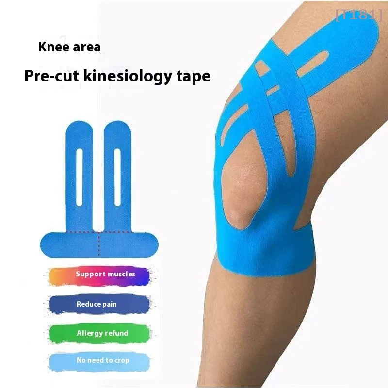 [E] 1/5Pcs Pre-Cut Kinesiology Tape For Knees Waterproof Elastic Breathable Athletic Tape Sports Bandage