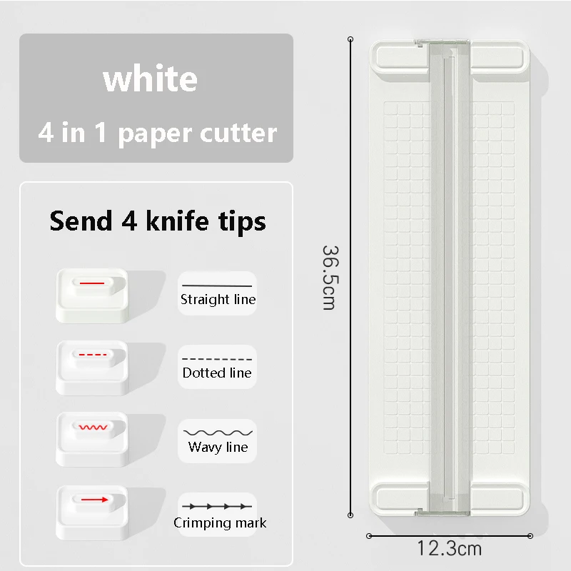 1 x 4-in-1-Zweiwege-Papierschneider, manueller Büropapierschneider, senden Sie 4 Schneidköpfe, Design für Schulen, Büros und Häuser