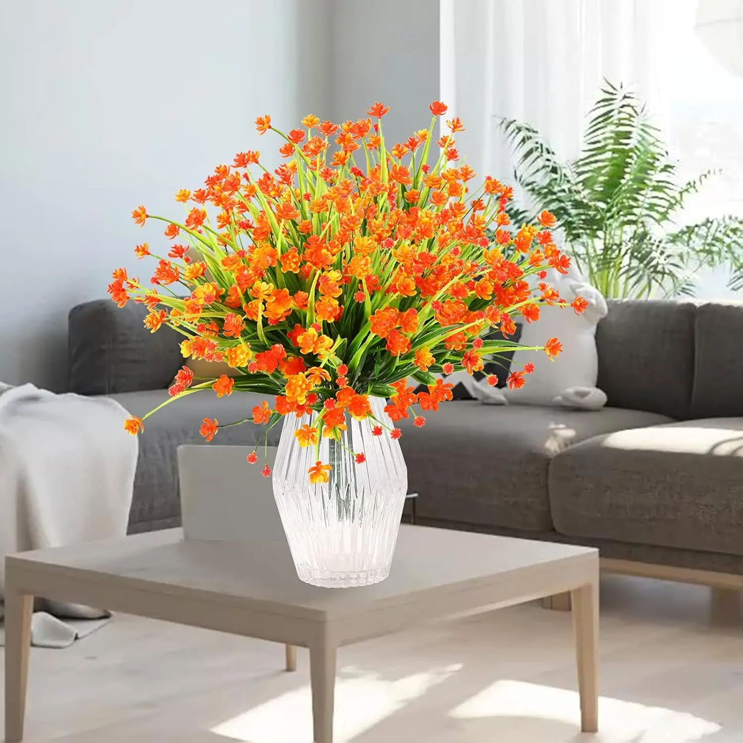 6 uds flores artificiales planta falsa al aire libre resistente a los rayos UV No se decolora narcisos de plástico falso para granja sala de estar cocina Patio