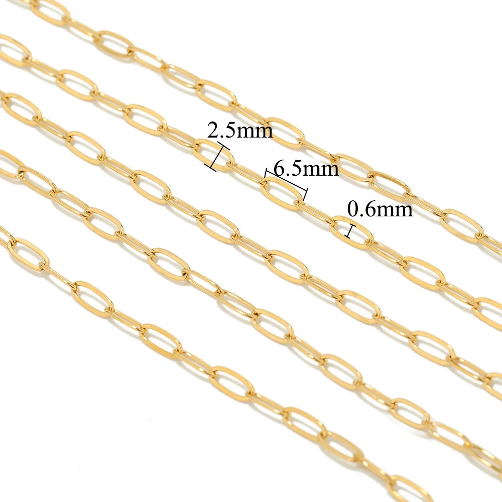 2 Meters Stainless Steel Flat Rolo Link Chains Cable Chians for DIY Necklace Bracelets Handicraft Accessories