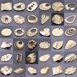 7Pcs/Lot Stainless Steel Hammered Irregular Hollow Frame Bezel Charms Geometric Round Heart Pendant DIY Earrings Parts Jewelry