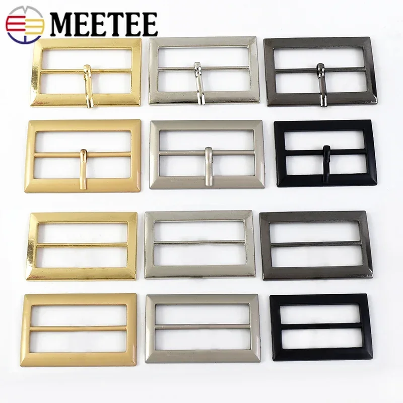 Meetee 10Pcs 20-50mm Belt Pin Metal Buckle Handbag Webbing Strap Tri-Glide Adjust Slider Clasp Hook Windbreak Decoration Button