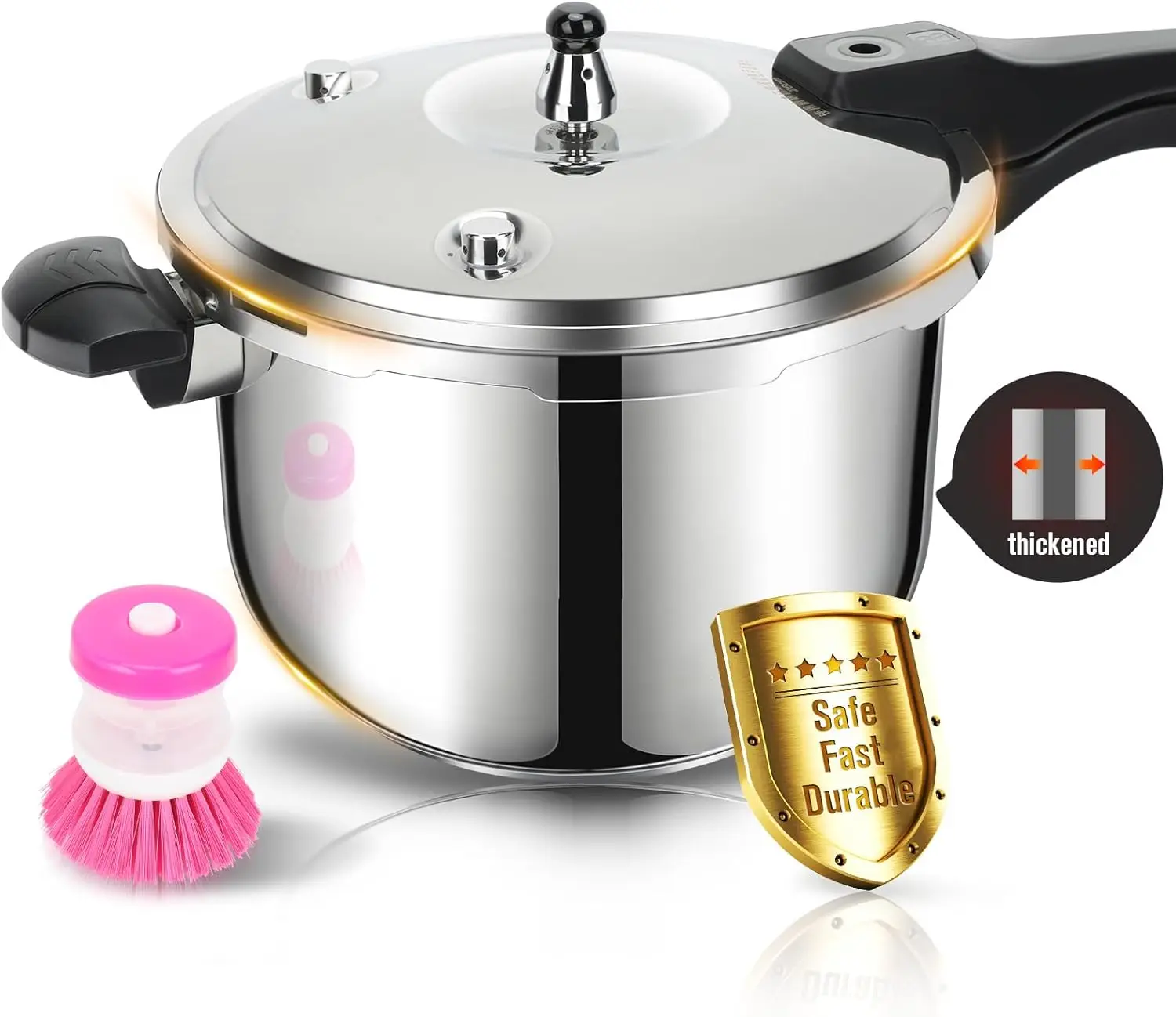 

4 Quart Stainless Steel Pressure Cooker, Induction Compatible with Safety Valve for Gas & Electric Stoves