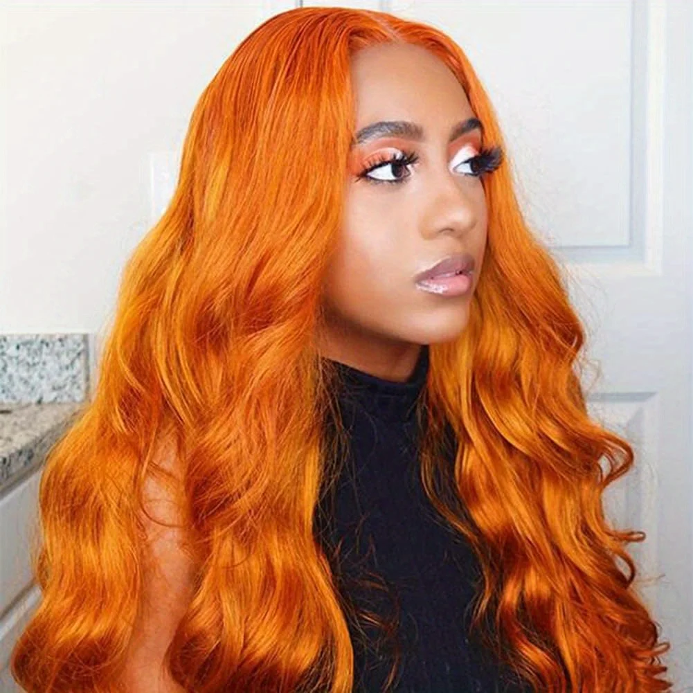 

30 40 Inch Orange Ginger HD Lace Front Wig Human Hair 13x4 Body Wave Frontal Wig Pre Plucked Colored Human Hair Wigs For Women