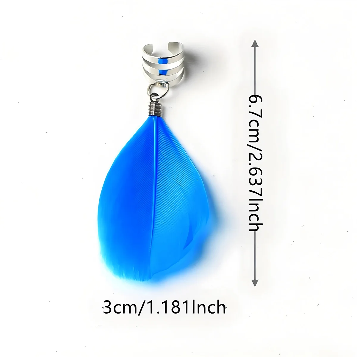 6Pcs Bohemian Style Dreadlock Blue Feather Hair Rings - Suitable for Parties & Balls