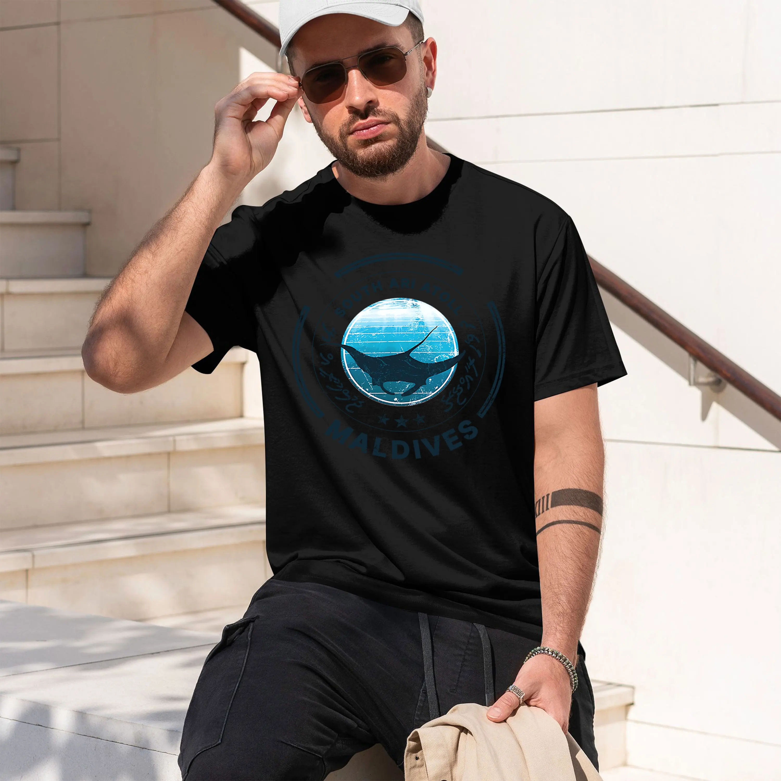 Maldives Manta Dive Maldive s 2026 New Model Men’s Short-sleeve crewneck T-Shirt Classic Casual Multiple Colors and Sizes for Da