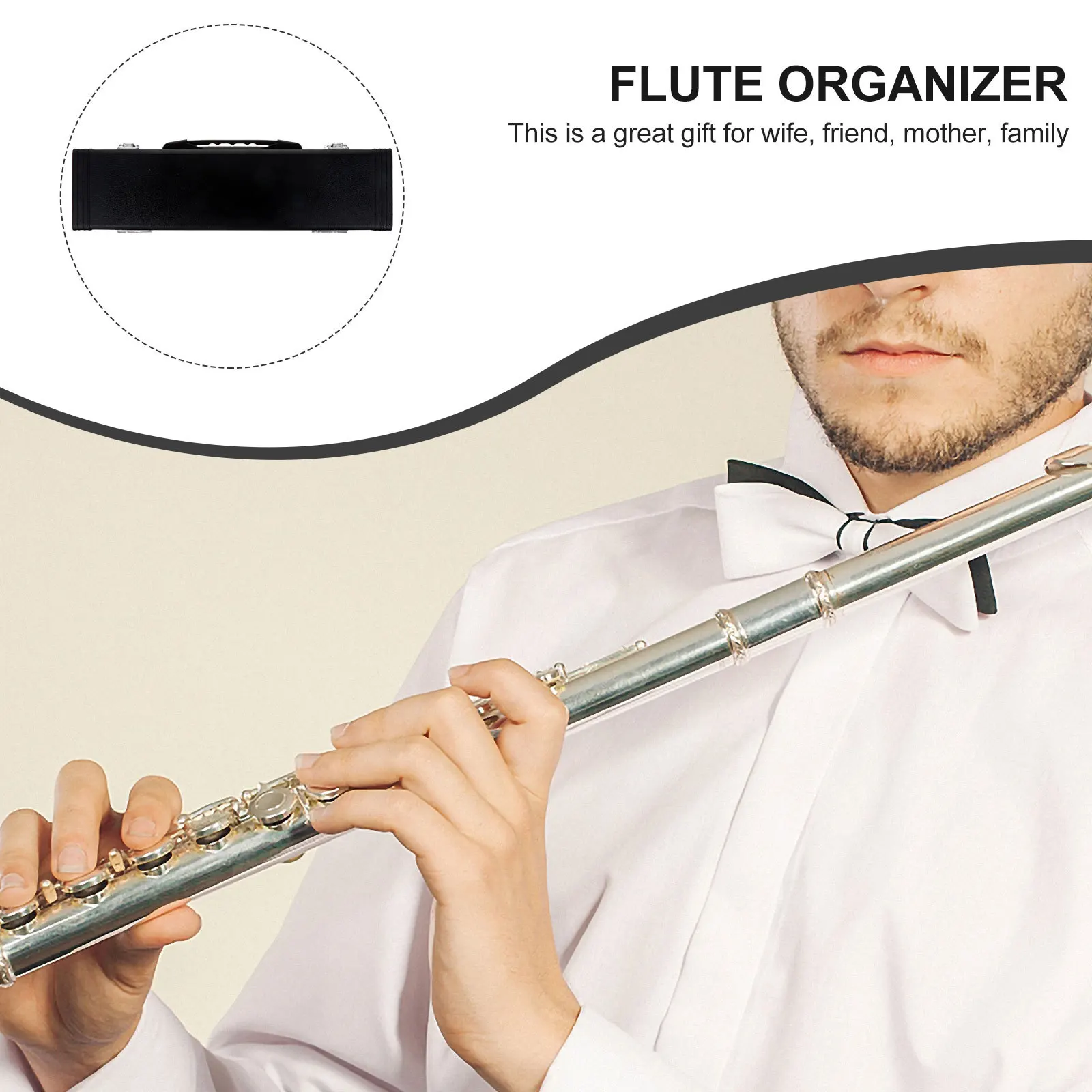 

PU Black Flute Case Portable Waterproof Padded Lifting Handle Durable Protective Storage Box Professional
