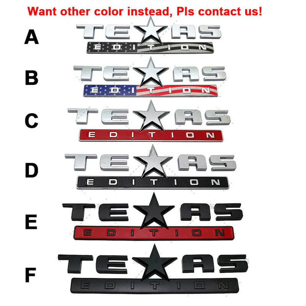 3pcs Silver Black 3D TEXAS EDITION USA Flag Chrome Fender Emblem Car Door Rear Trunk Nameplate Badge Sticker Universal