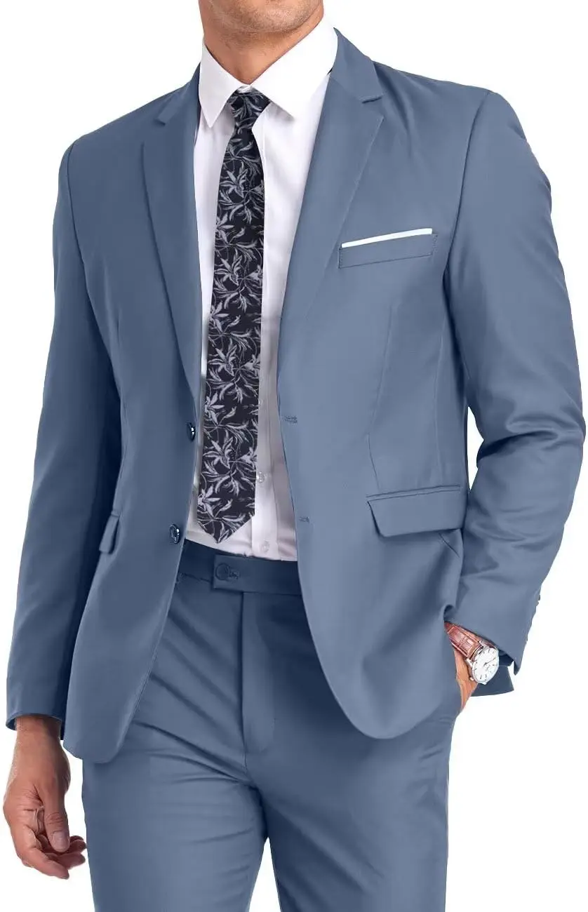 

Mens Suit Slim Fit 2 Piece Suits Two Button Solid Business Wedding Tuxedo Suit for Prom Suit Jacket and Pants