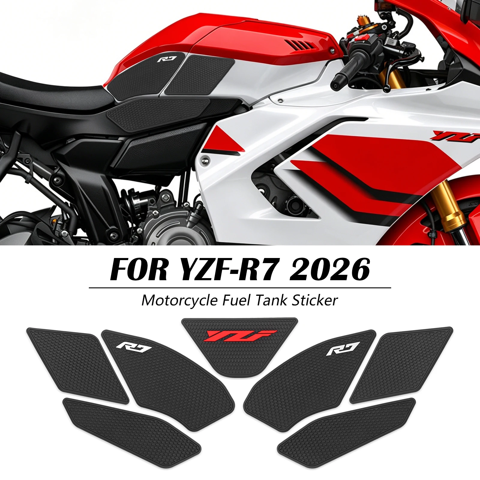 YZF R7 Tank pad New Motorcycle Accessories Fuel Tank Pad Anti-Slip Side Knee Sticker Traction Gripping Decal For YZF-R7 YZFR7