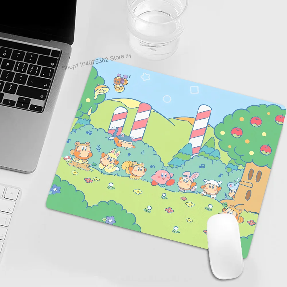 Cartoon Cute K-Kirbies Mousepad RGB Small Size Gaming Mouse Pad With LED Light Desk Mat Super Smooth Non-slip Rubber Bottom