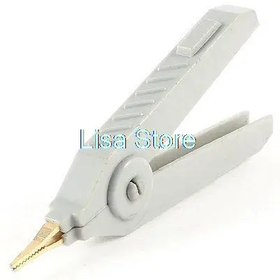 Gray Nonslip Handle Battery Test Clamp Pointed Mouth Alligator Clip 10A
