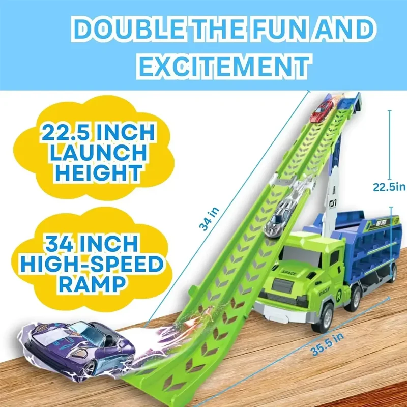 Racetrack-Auto-Untersetzer-Typ, Raketenlift-Spielzeug, verwandelnde Rennwagen-Kombination, Weihnachtsgeschenk für Weihnachten, Erntedankfest, Geburtstag