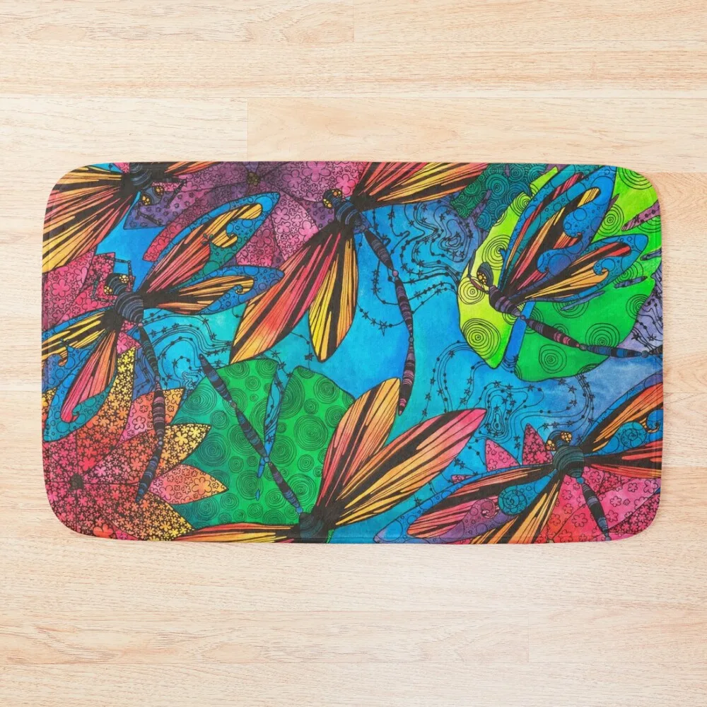 

Dragonfly Garden Bath Mat Carpet In The Bathroom Rug Foot For Hallway On The Floor Mat