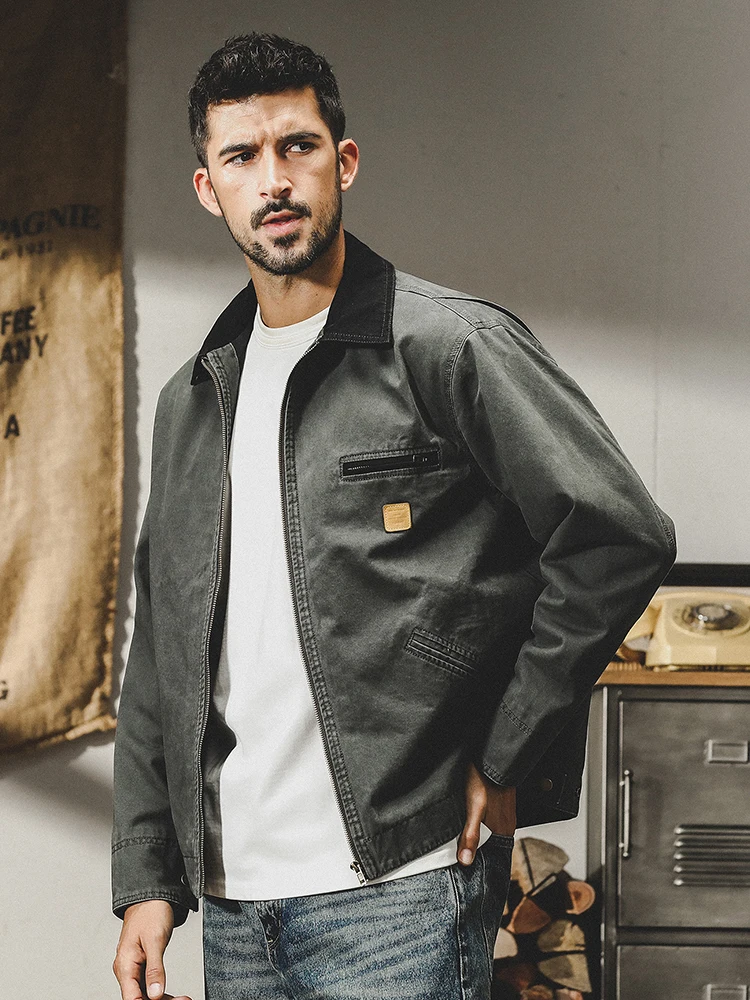 

Хлопковая мужская одежда American Sle Retro Detroit, мужская уличная жесткая мужская одежда, осенняя новинка, износостойкая длинная све