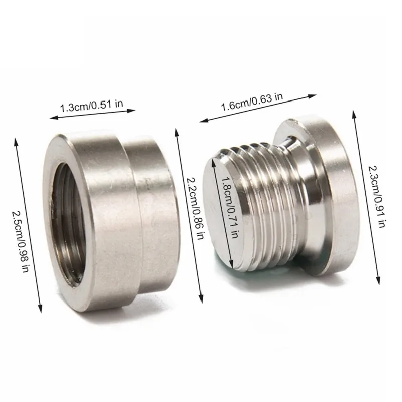 1/10pcs for Exhaust Oxygen Sensor Welding Install Lambda Sensor Nut and Plug for M18*1.5 Stainless Steel S304 Bung and Nut Kit