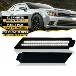 2Pcs Car Front LED Side Marker Light Indicator Lamp Smoked White For Chevrolet Camaro 2010 2011 2012 2013 2014 2015