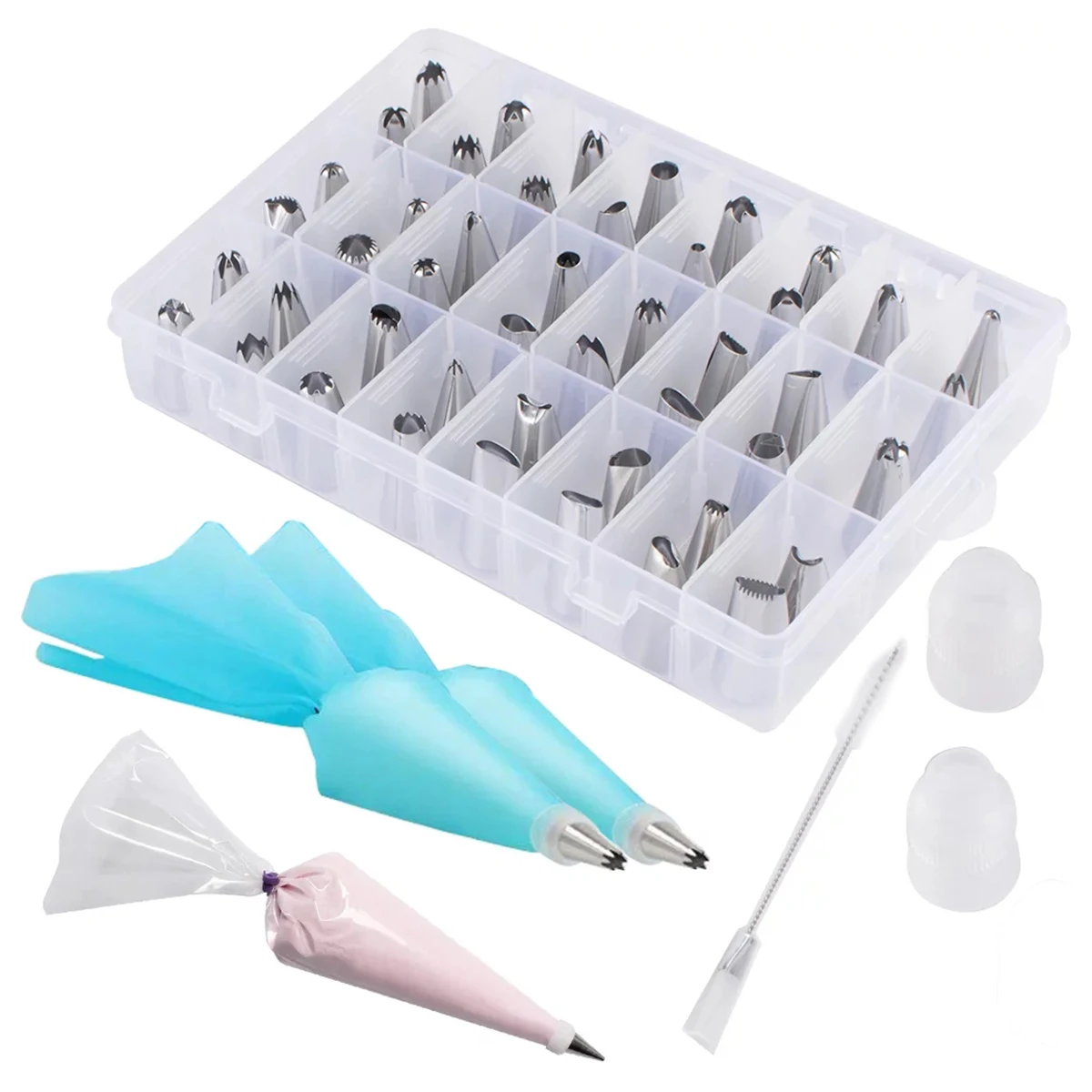 63pcs Cake Decorating Set Stainless Steel Coupler Cleaning Brush Pastry Bag Cupcake Cookie Baking Tools Kitchen Accessories