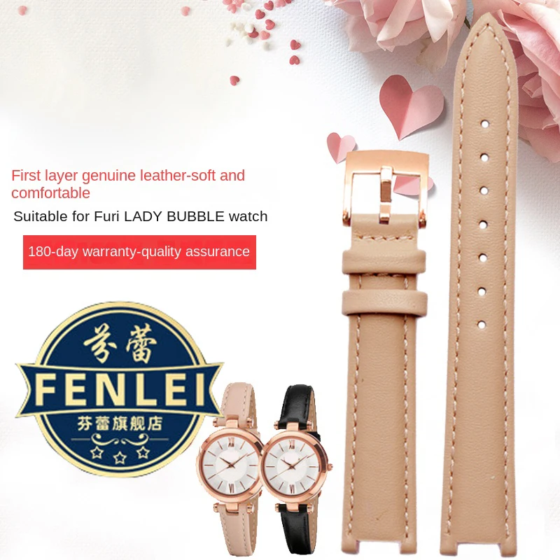 Genuine Leather Watch Band Women\'s Watch Strap for Folli Follie Lady Bubble Series Notch Pin Buckle Watch Bracelet 12MM 16MM 20