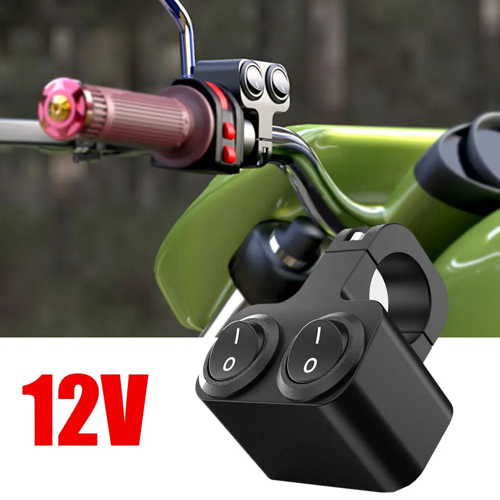 

1Pc Aluminum Alloy 12V Motorcycle Handlebar Control Switch Dual Button Control Headlight Flasher Speaker Switch Accessories