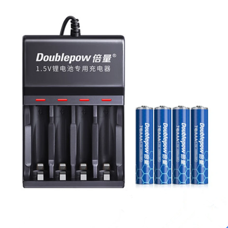 

4PCS high power 1000mWh 1.5v AAA rechargeable lithium battery microphone camera lithium battery + 2 slot USB smart charger