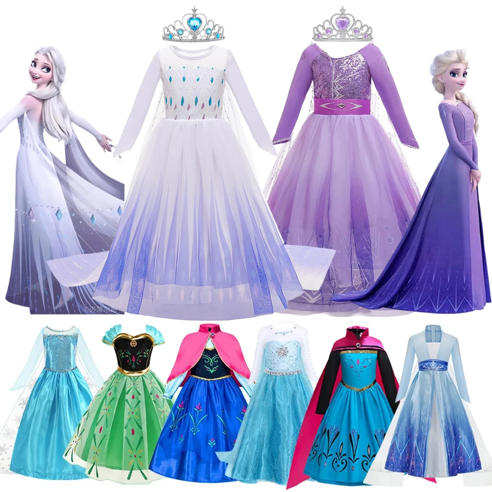 فستان ديزني فروزن آنا إلسا الأميرة للفتيات للهالوين التنكري لحفلات الأطفال وحفلات أعياد الميلاد وحفلات ملكة الثلج