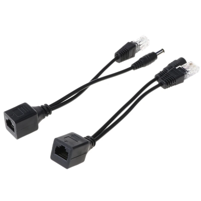 RJ45 หัวฉีด POE Splitter สายเคเบิลอะแดปเตอร์ชุด Passive Power Over Ethernet 12-48V