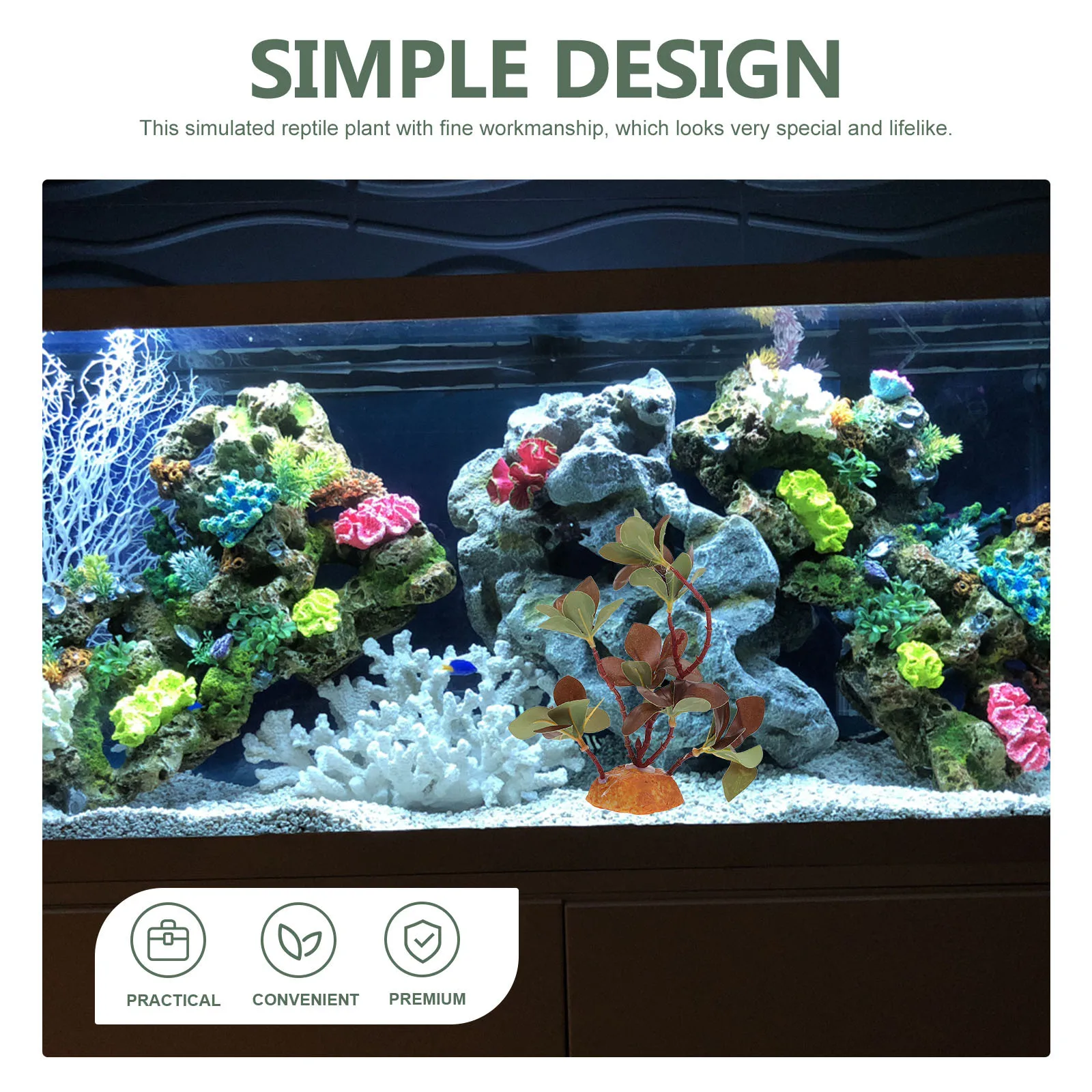 

Reptile Fake Plant Ornament Lifelike Aquarium Terrarium Decor For Turtle Tank Fish Tank Reptile Habitat Plant Decor