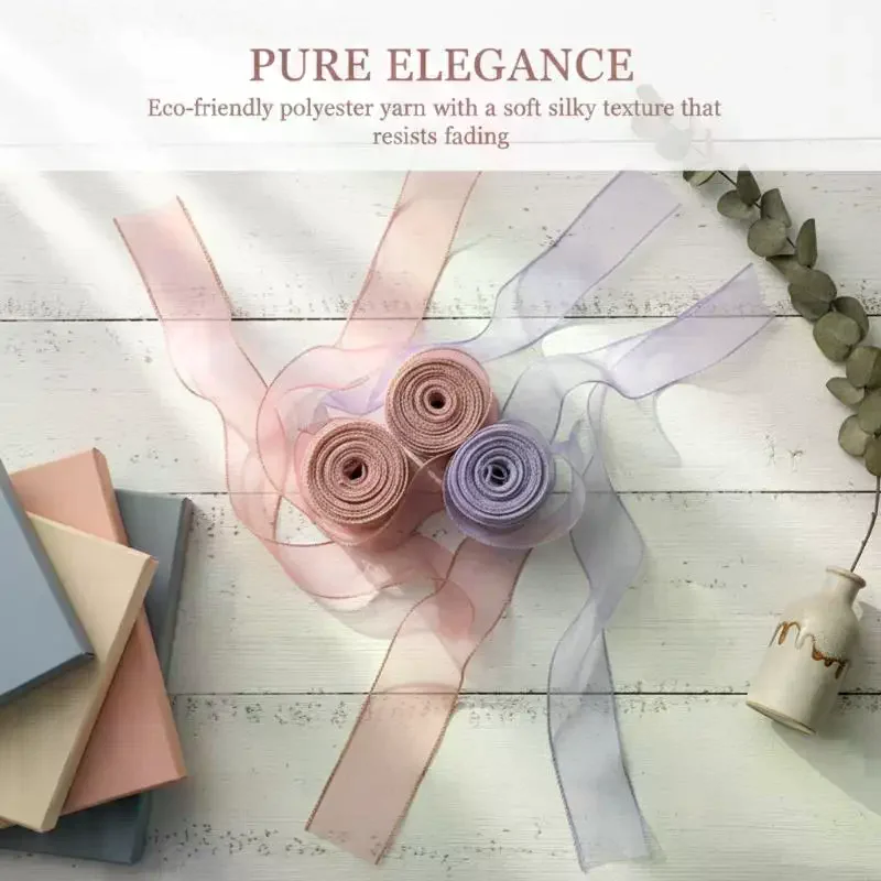 Wrap Gifts Beautifully! 10 Yards Wavy Edge Organza Ribbon, Solid Color Flower Bouquet Packaging & Party Decor Supplies